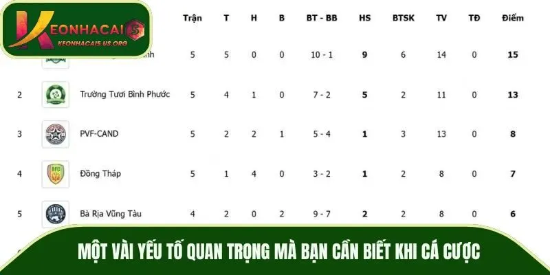 Lưu ý quan trọng khi theo dõi bảng xếp hạng bóng đá